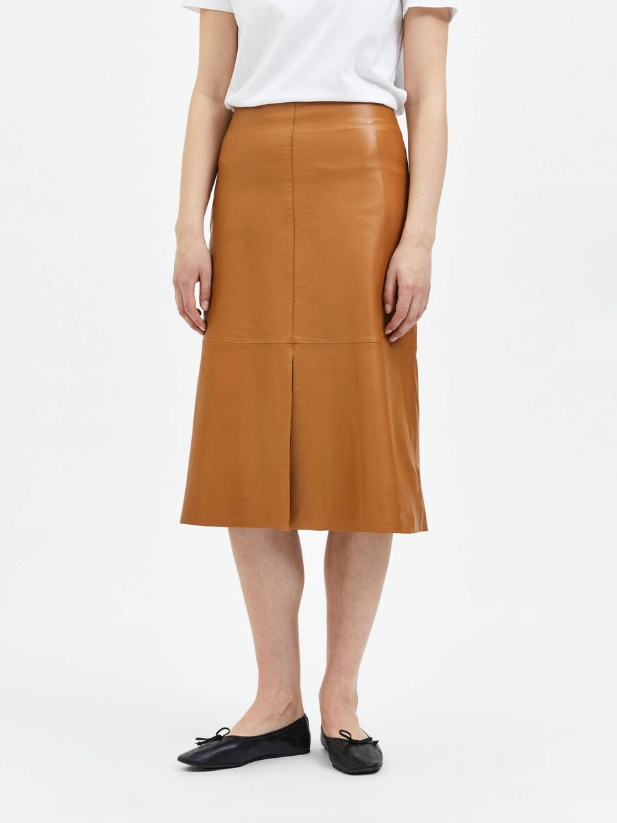 Selected LEATHER MIDI SKIRT, Brown Sugar, highres - 16085317_BrownSugar_003.jpg