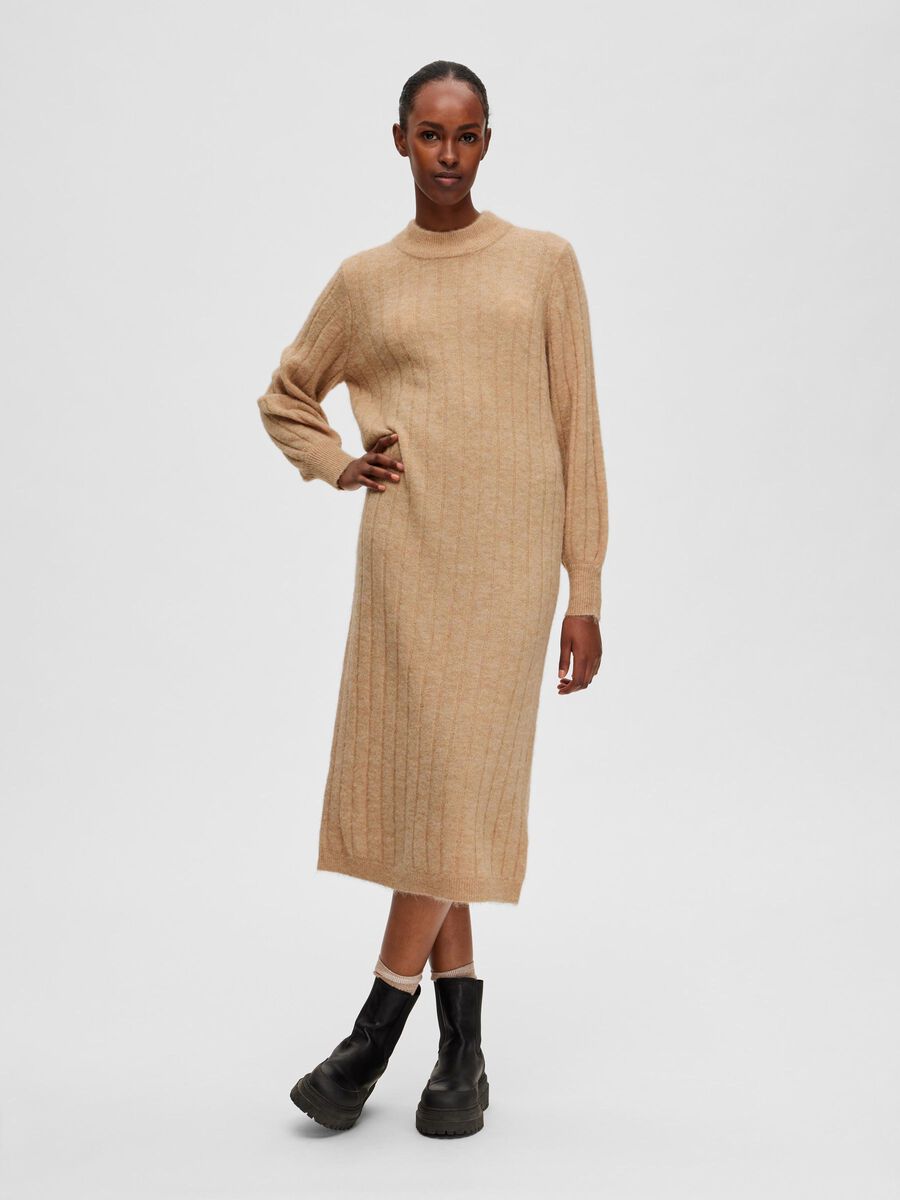 Selected PETITE RIBBED ROBE EN MAILLE, Warm Taupe, highres - 16088688_WarmTaupe_003.jpg