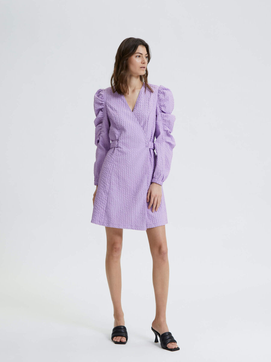 Selected PUFF SLEEVED WRAP DRESS, Regal Orchid, highres - 16084985_RegalOrchid_005.jpg