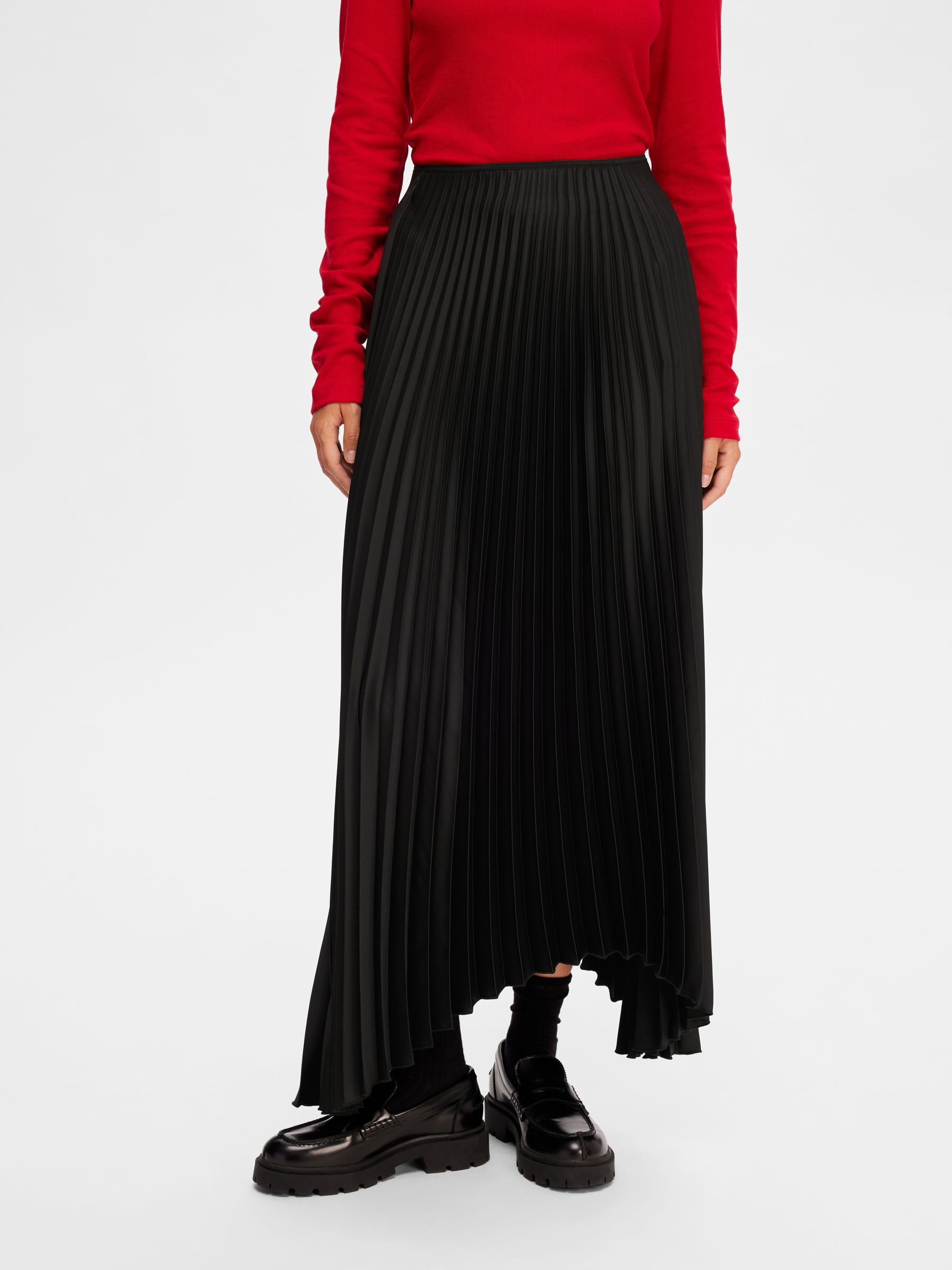 Black pleated new arrivals midi skirt 50