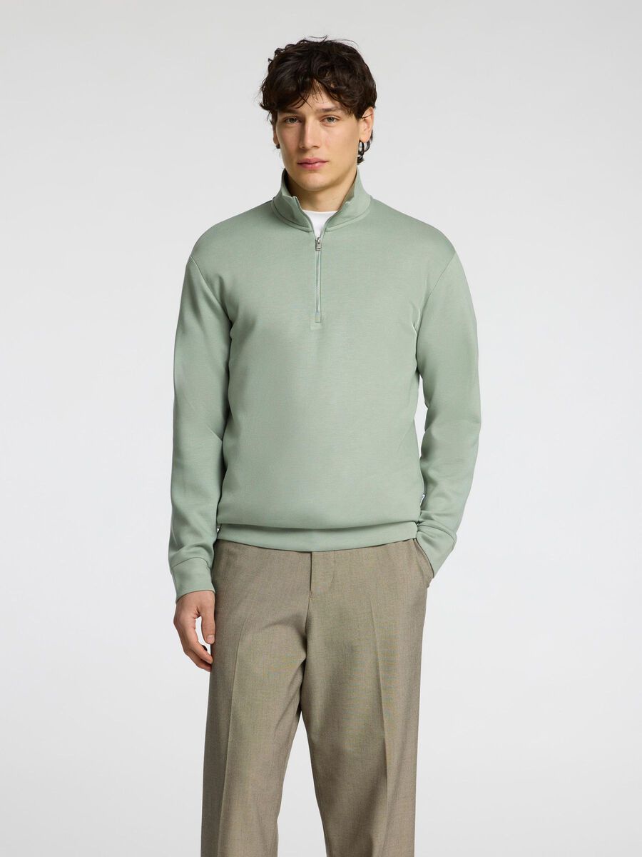 Selected VISCOSE BLEND HALF ZIP SWEATSHIRT, Iceberg Green, highres - 16094477_IcebergGreen_003.jpg
