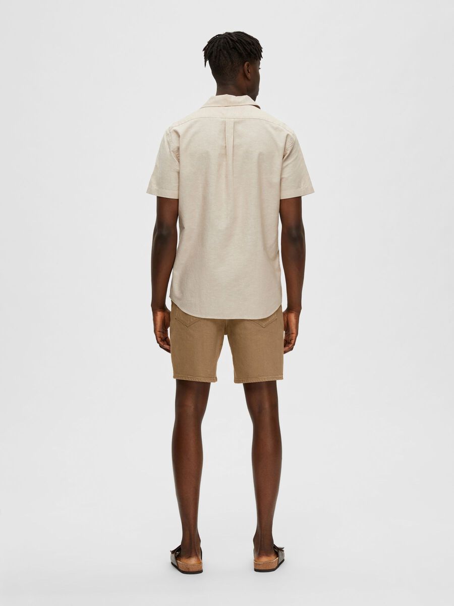 Selected LINEN-BLEND SHORT SLEEVED SHIRT, Kelp, highres - 16079055_Kelp_004.jpg