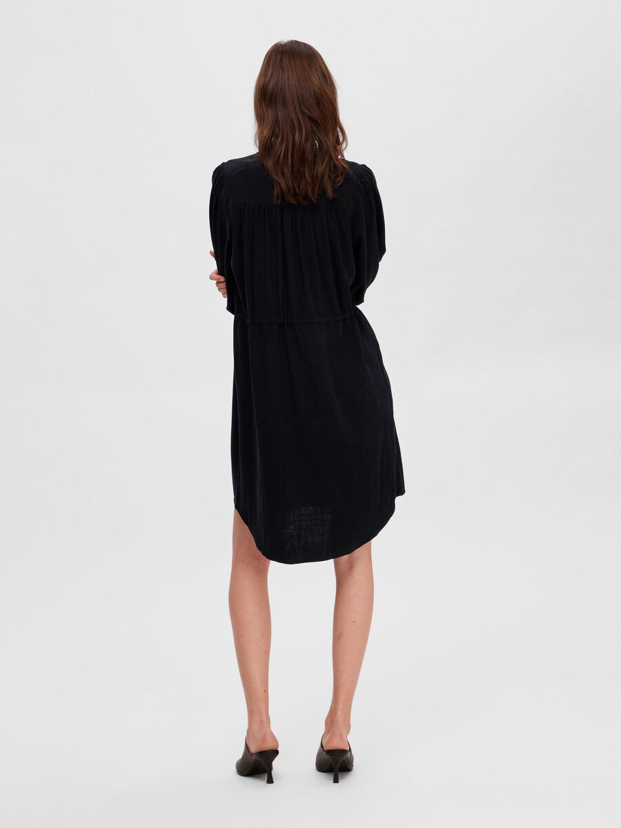 Selected MÉLANGE DE LIN MINI-ROBE, Black, highres - 16090921_Black_004.jpg