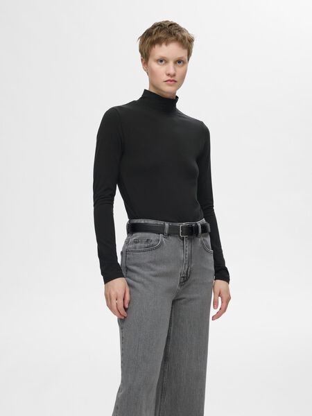 Selected BASIC HIGH NECK LONG SLEEVED TOP, Black, highres - 16094345_Black_003.jpg