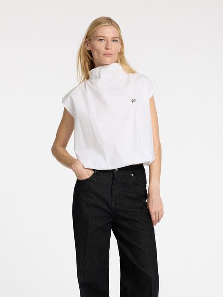 Selected HIGH NECK  CROPPED TOP, Bright White, highres - 16097777_BrightWhite_003.jpg