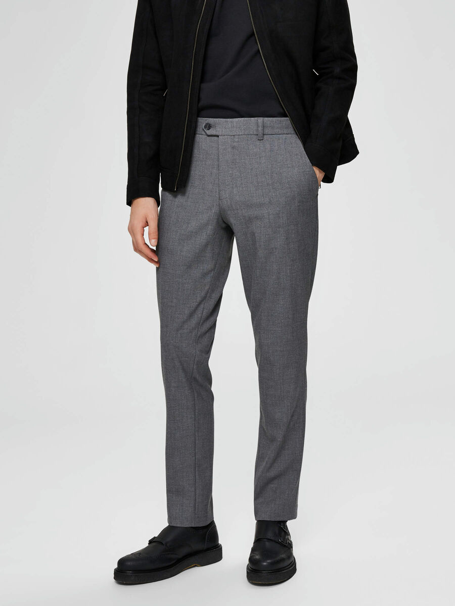 Selected COUPE SLIM - PANTALON À COUPE FLEXIBLE, Grey Melange, highres - 16074317_GreyMelange_003.jpg