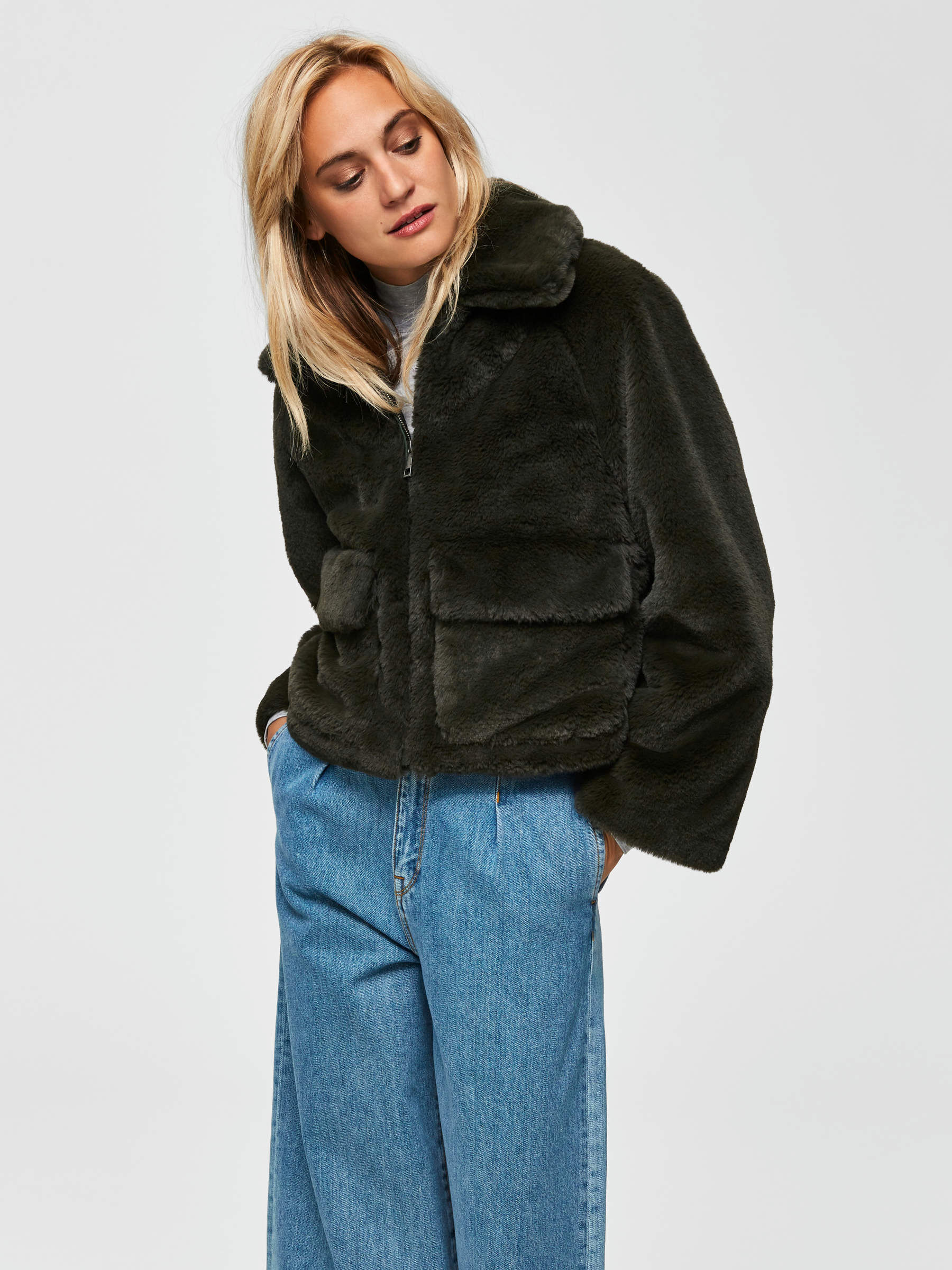TEDDY JACKET Green SELECTED FEMME