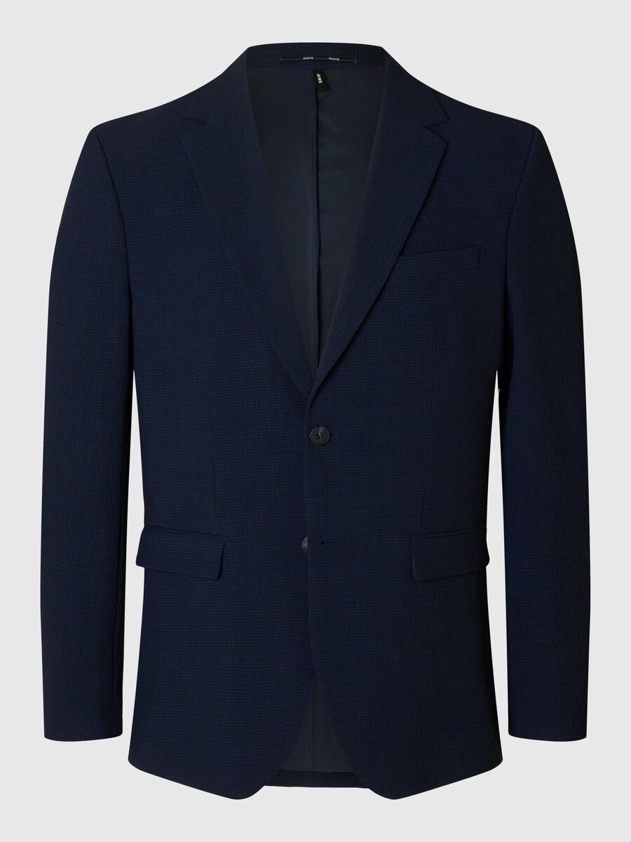 Selected SEERSUCKER SLIM-FIT BLAZER, Dark Navy, highres - 16097091_DarkNavy_001.jpg