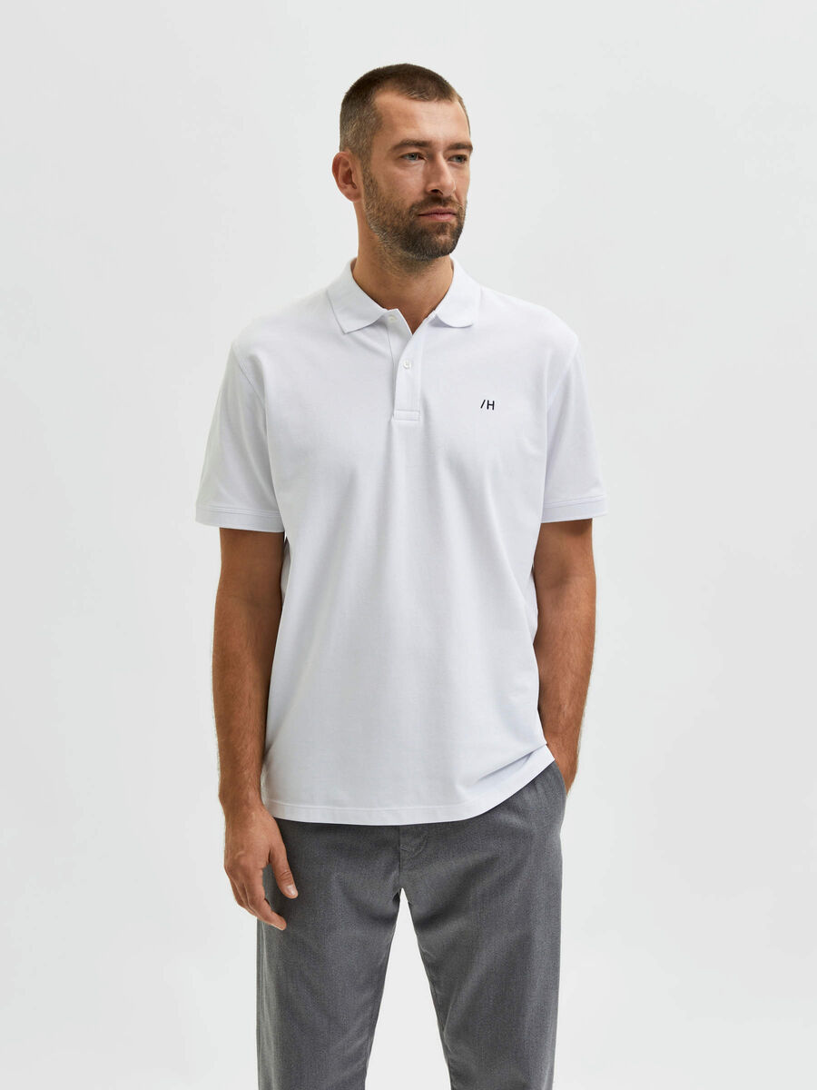 Selected SHORT SLEEVED POLO SHIRT, Bright White, highres - 16082840_BrightWhite_003.jpg