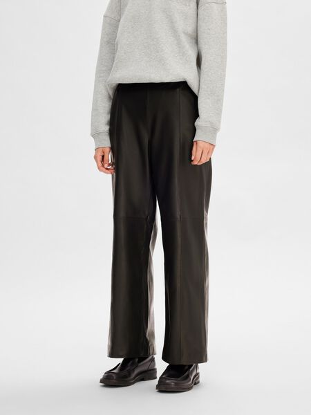 Selected JAMBE LARGE PANTALON EN CUIR, Black, highres - 16091169_Black_003.jpg