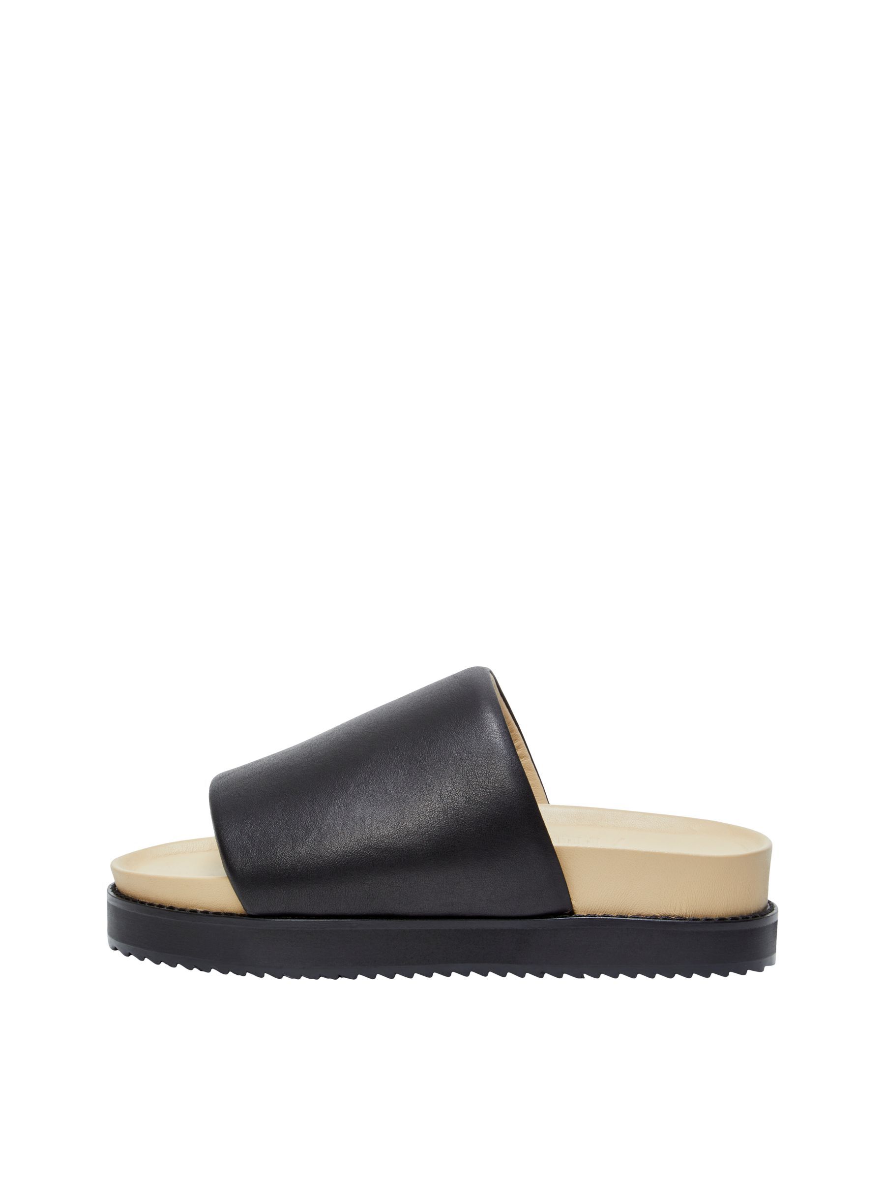 CUIR MULES PLATES Noir SELECTED FEMME