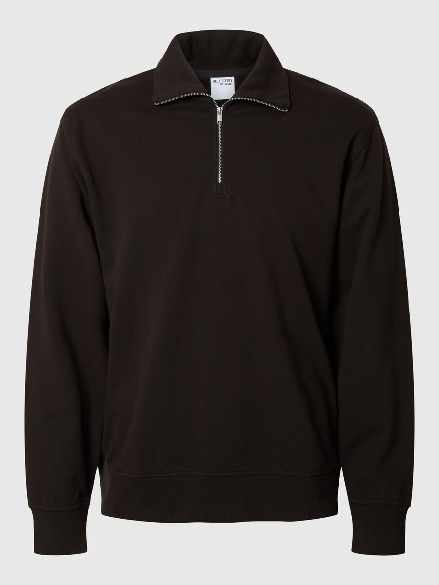 Selected 100% COTTON ZIPPED SWEATSHIRT, Chocolate Torte, highres - 16095732_ChocolateTorte_001.jpg