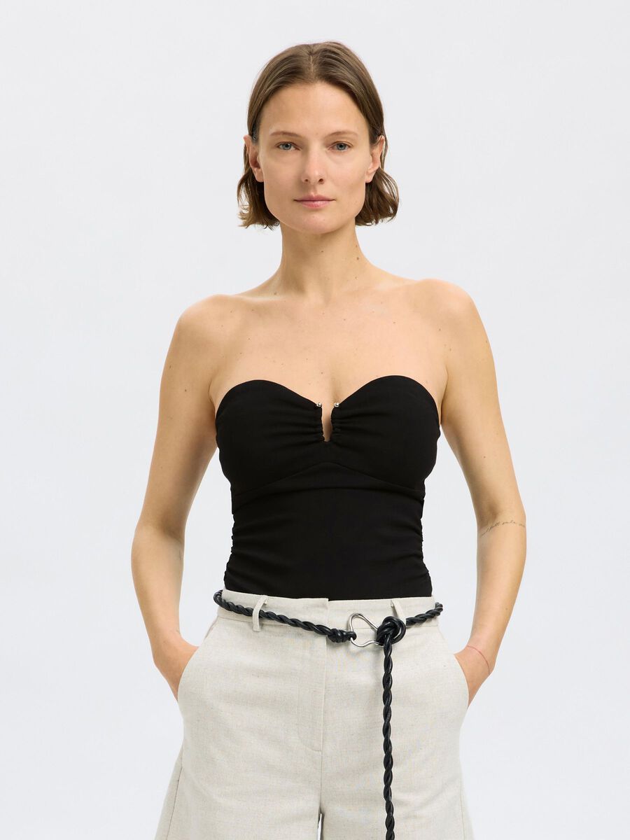 Selected SLEEVELESS BUSTIER TOP, Black, highres - 16097902_Black_003.jpg