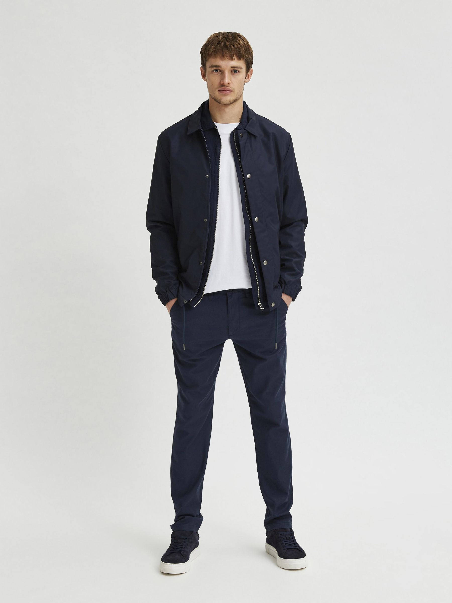 SLIM FIT LINEN TROUSERS Blue SELECTED HOMME
