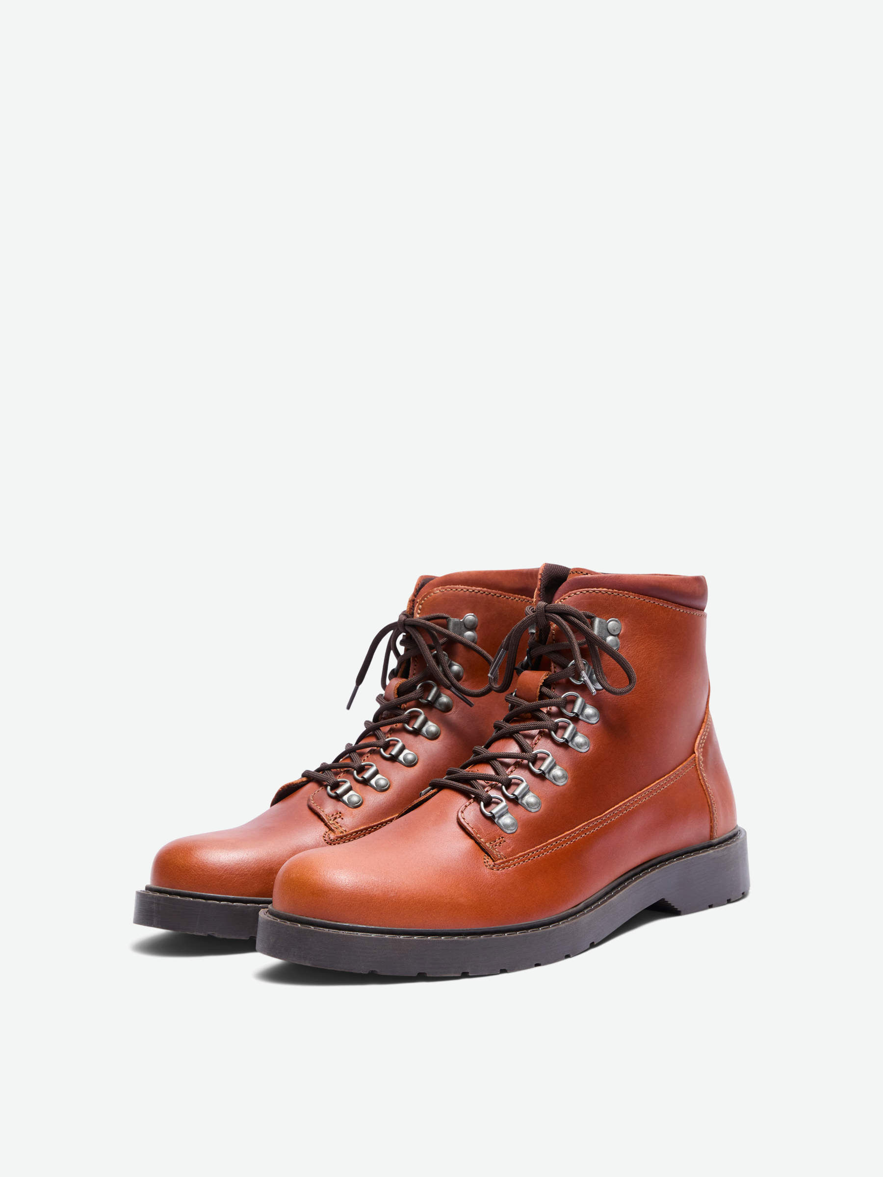Selected homme leather hiker on sale boots