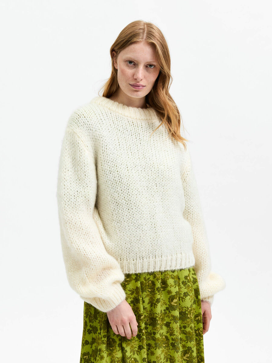 MOHAIR BLEND KNITTED | Beige | SELECTED FEMME®