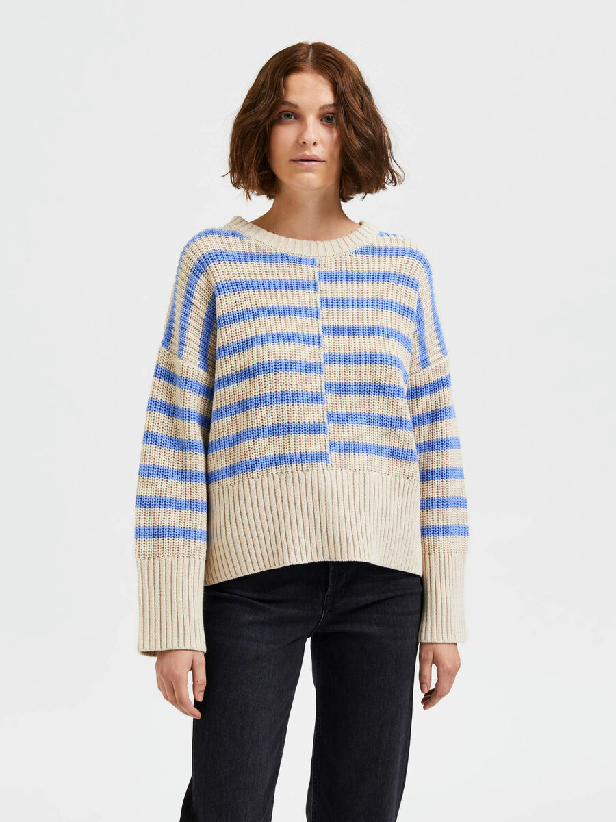 Selected STRIPED KNITTED PULLOVER, Sandshell, highres - 16084358_Sandshell_1008813_003.jpg