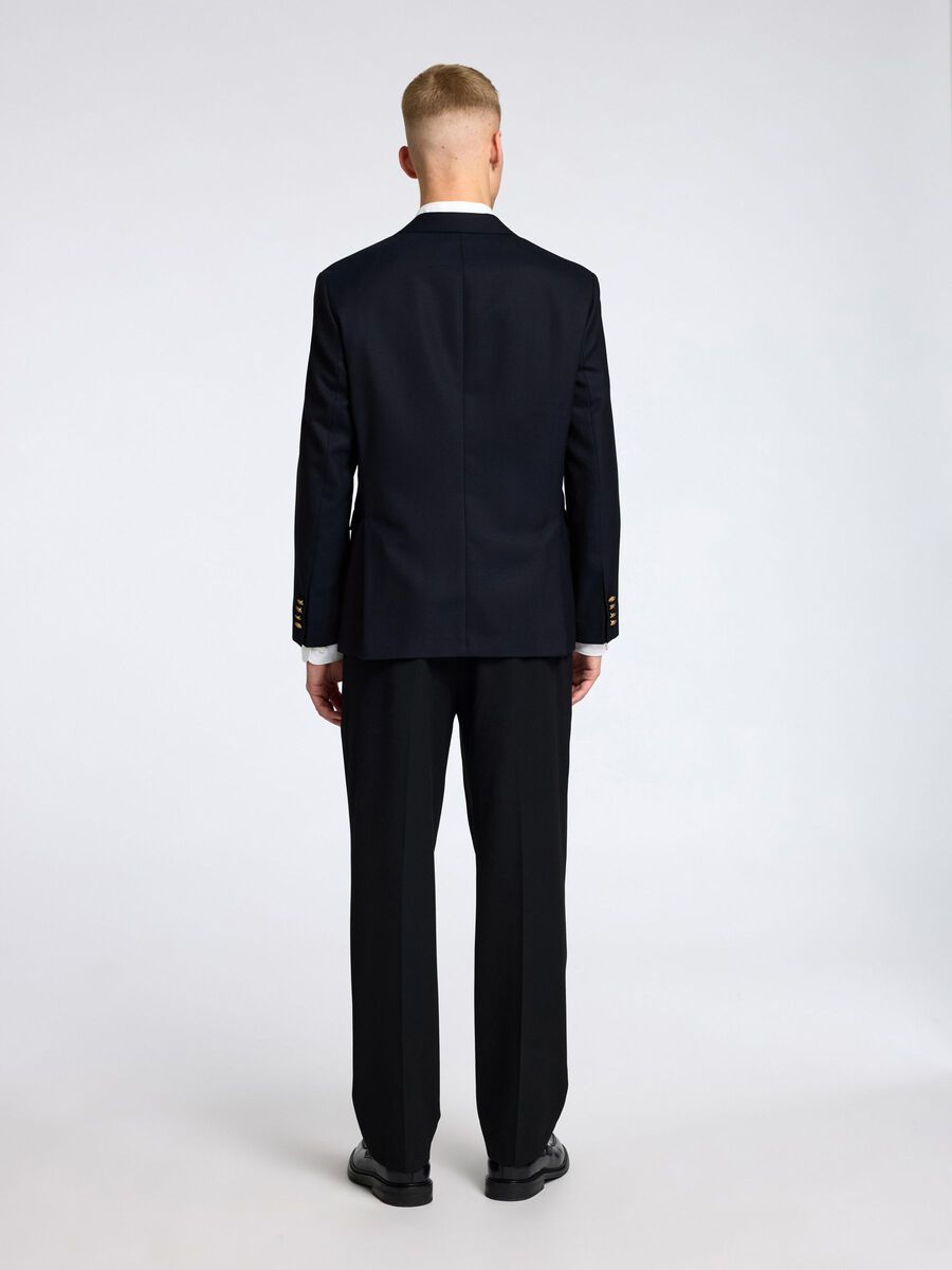 Selected À SIMPLE BOUTONNAGE EN LAINE MÉLANGÉE BLAZER, Dark Navy, highres - 16095790_DarkNavy_004.jpg