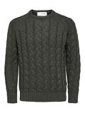 Selected KABELGEBREID SWEATER, Dark Grey Melange, highres - 16086658_DarkGreyMelange_001.jpg