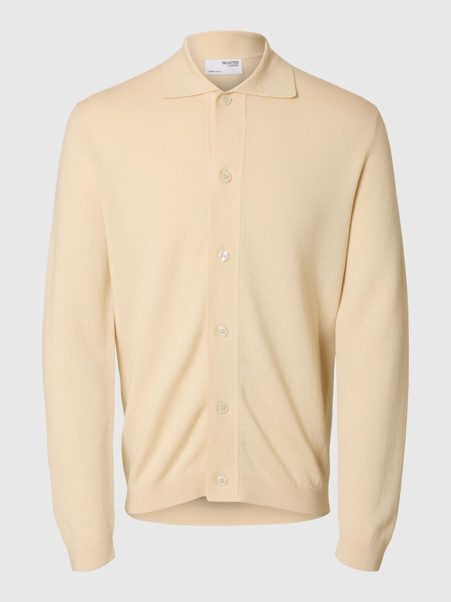 Selected 100% MERINO WOOL CARDIGAN, Angora, highres - 16097825_Angora_001.jpg