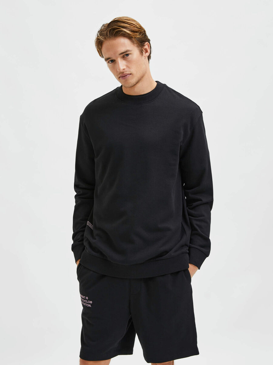 Selected CREWNECK SWEATSHIRT, Black, highres - 16083414_Black_003.jpg