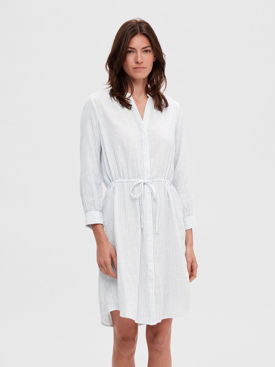 Selected STRIPED SHIRT DRESS, Bright White, highres - 16092077_BrightWhite_1072191_003.jpg