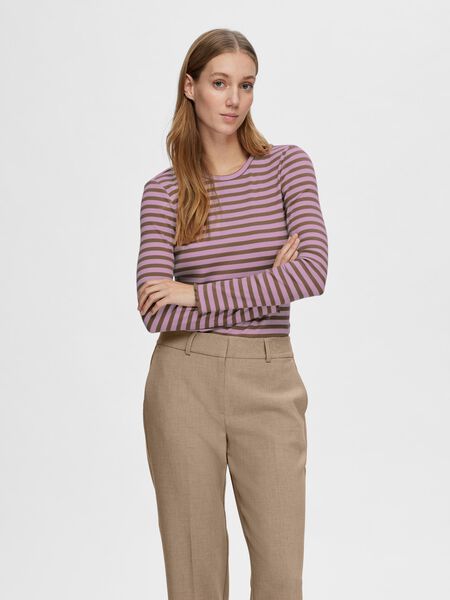 Selected STRIPED LONG-SLEEVED T-SHIRT, Pink Lavender, highres - 16078946_PinkLavender_1098246_003.jpg