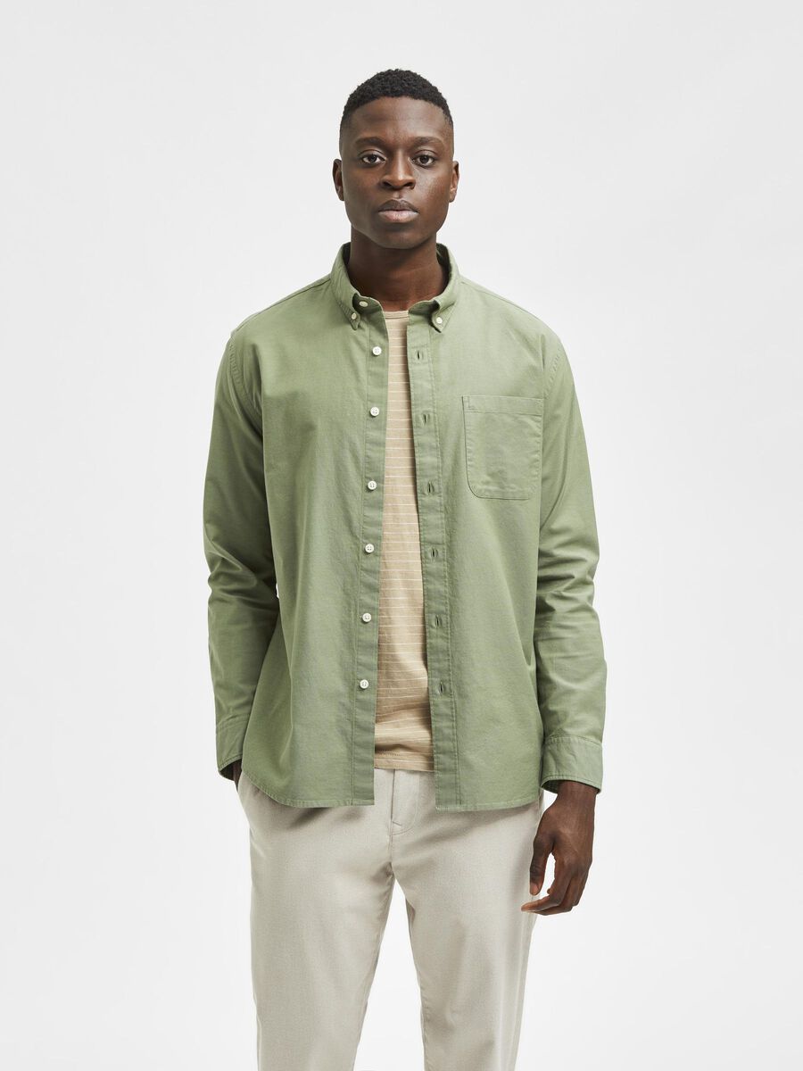 Selected ORGANIC COTTON OXFORD SHIRT, Winter Moss, highres - 16077359_WinterMoss_003.jpg