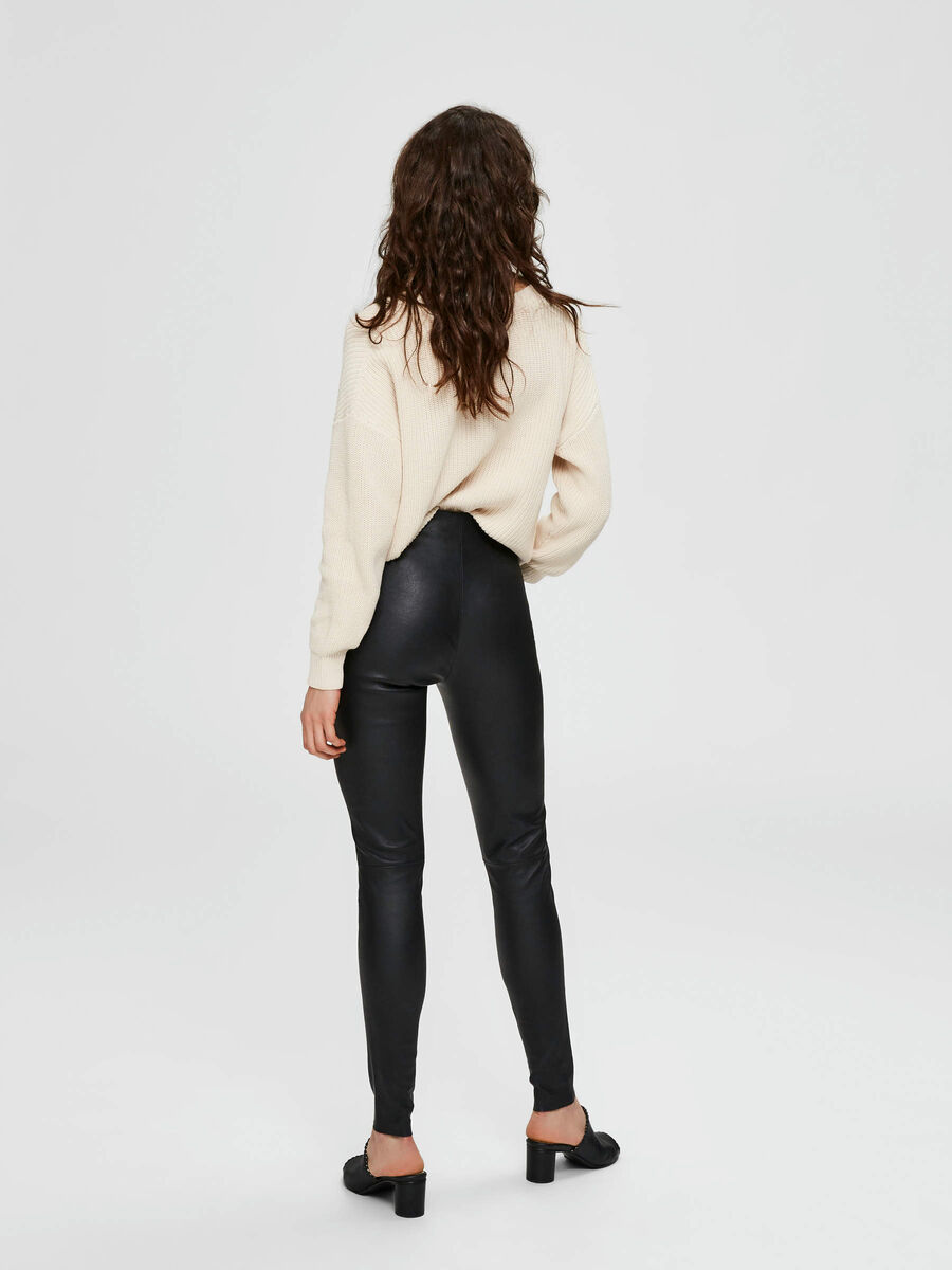 Selected STRETCH LAMB LEATHER TROUSERS, Black, highres - 16054544_Black_004.jpg