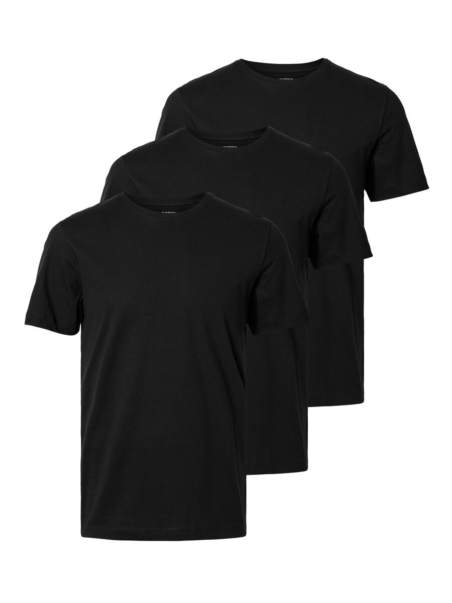 Selected 3-PACK COTTON T-SHIRT, Black, highres - 16094134_Black_003.jpg