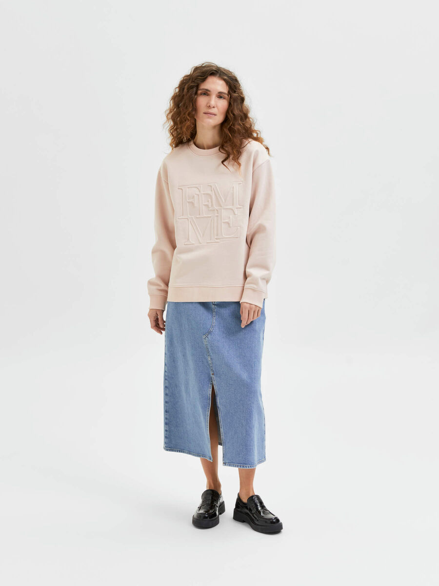 Selected MANCHES LONGUES SWEAT-SHIRT, Peach Whip, highres - 16083802_PeachWhip_005.jpg