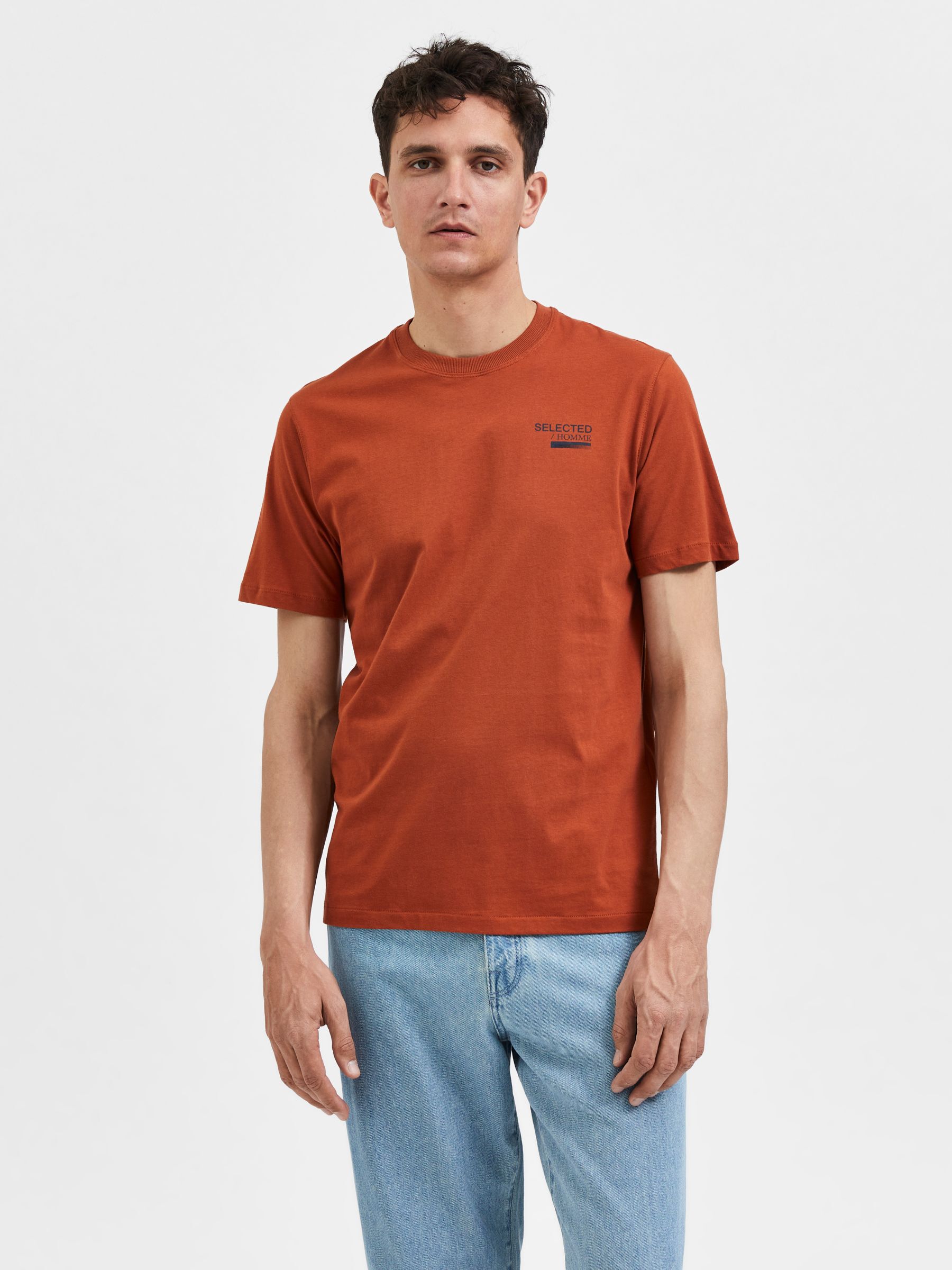 PRINTED T-SHIRT (Brown) | Selected®