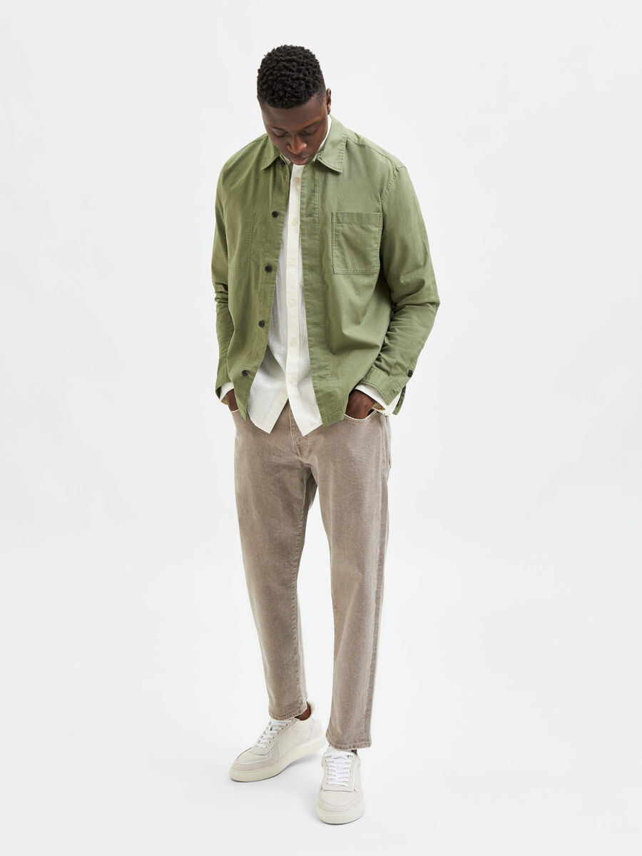 RELAXED FIT CROPPED JEANS | Green | SELECTED HOMME®