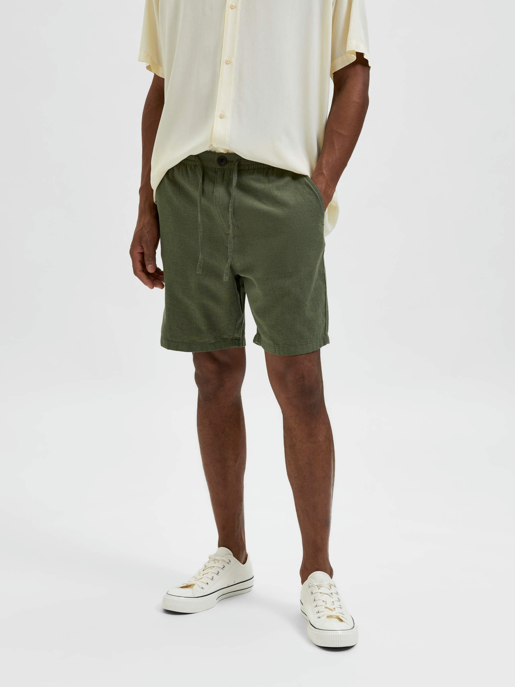 LINEN BLEND SHORTS Green SELECTED HOMME
