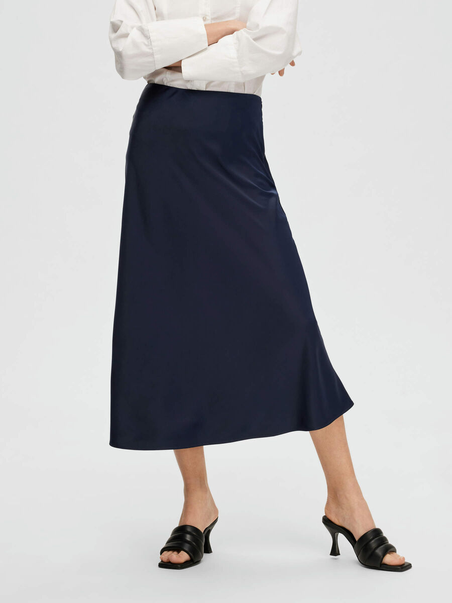 Selected SATIN MAXI SKIRT, Navy Blazer, highres - 16087941_NavyBlazer_003.jpg