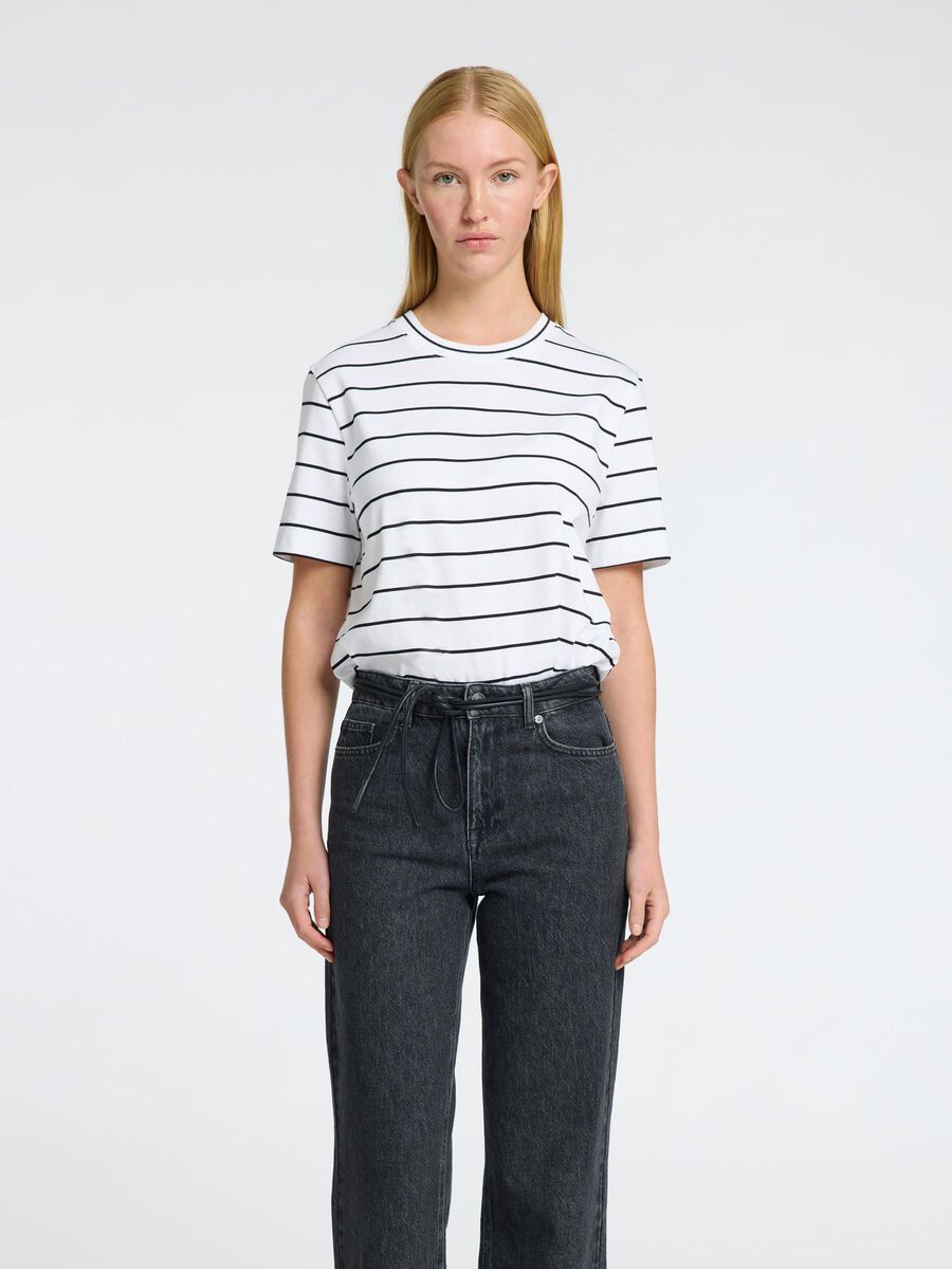 Selected STRIPED BOXY FIT T-SHIRT, Bright White, highres - 16087918_BrightWhite_1157107_003.jpg
