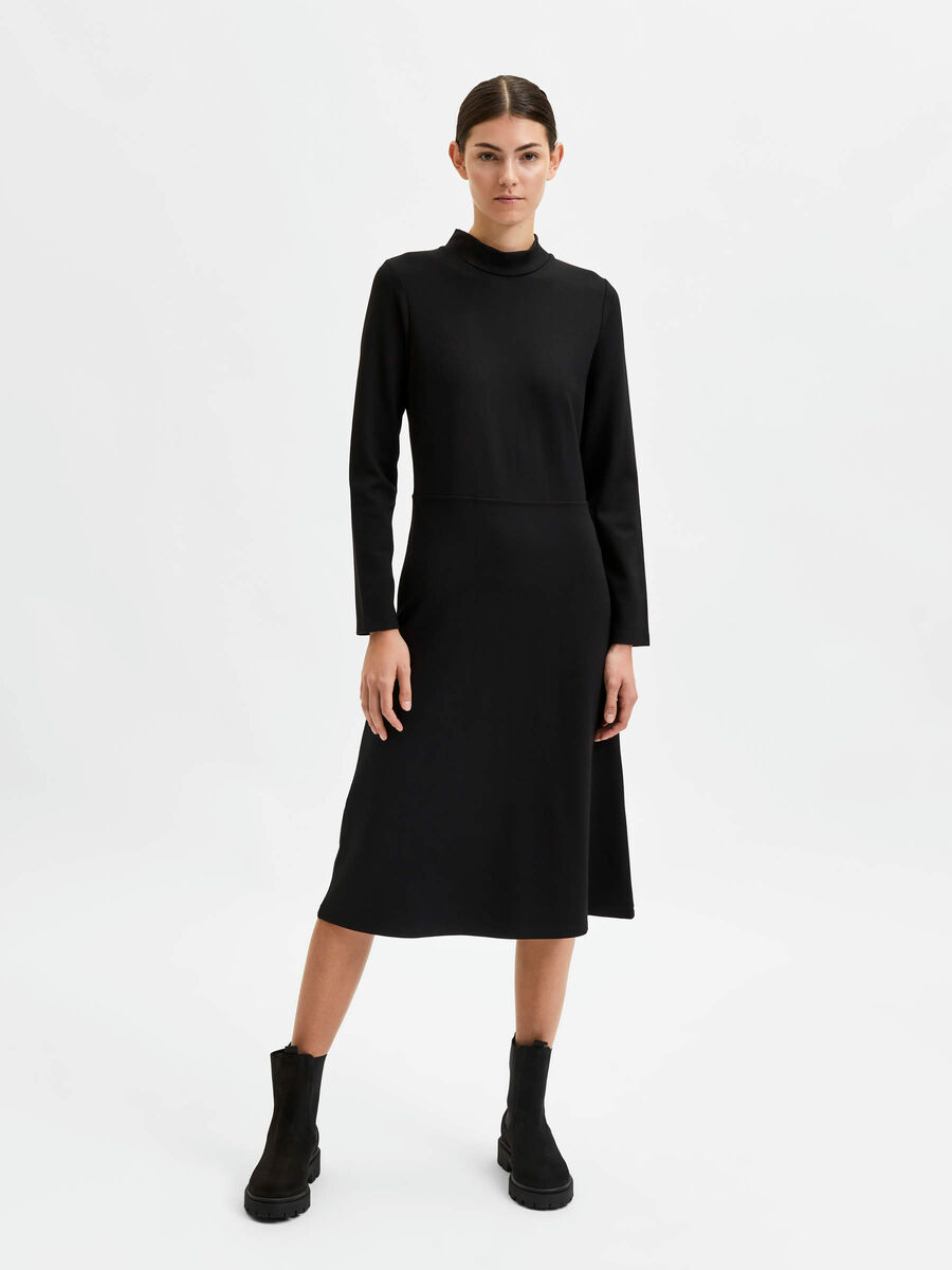 Selected HOGE KRAAG MIDI JURK, Black, highres - 16079834_Black_005.jpg