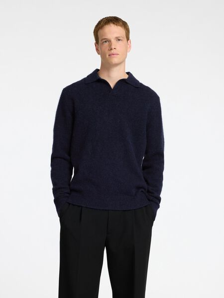 Selected KNITTED  POLO SHIRT, Sky Captain, highres - 16094572_SkyCaptain_003.jpg