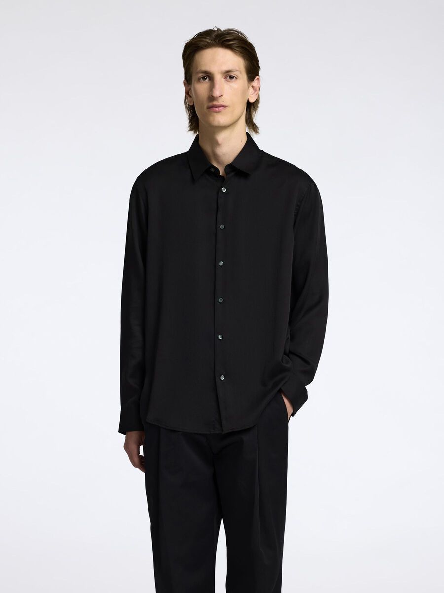 Selected RELAXED FIT SATIN SHIRT, Black, highres - 16095736_Black_003.jpg