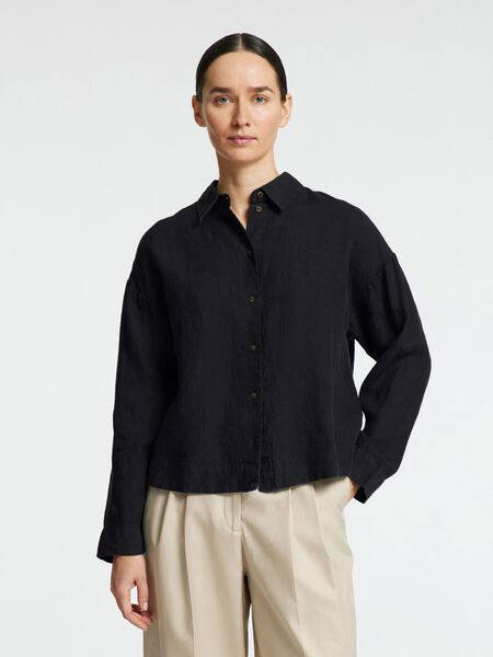 Selected LINEN SHIRT, Black, highres - 16093807_Black_003.jpg