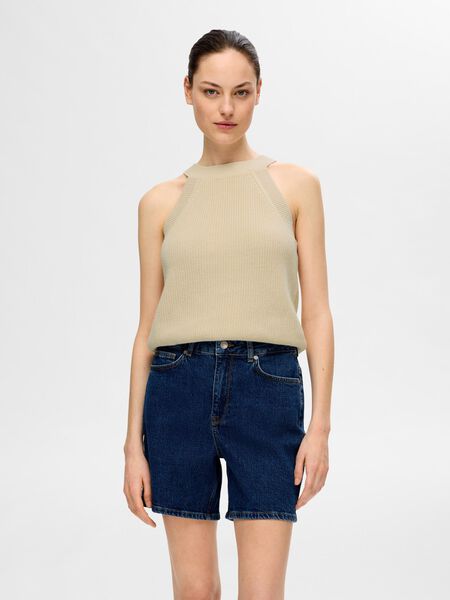Selected KNITTED HALTERNECK TOP, Birch, highres - 16093755_Birch_003.jpg