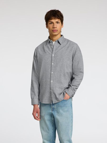 Selected LONG SLEEVED FLANNEL SHIRT, Grey Melange, highres - 16095733_GreyMelange_1143929_003.jpg