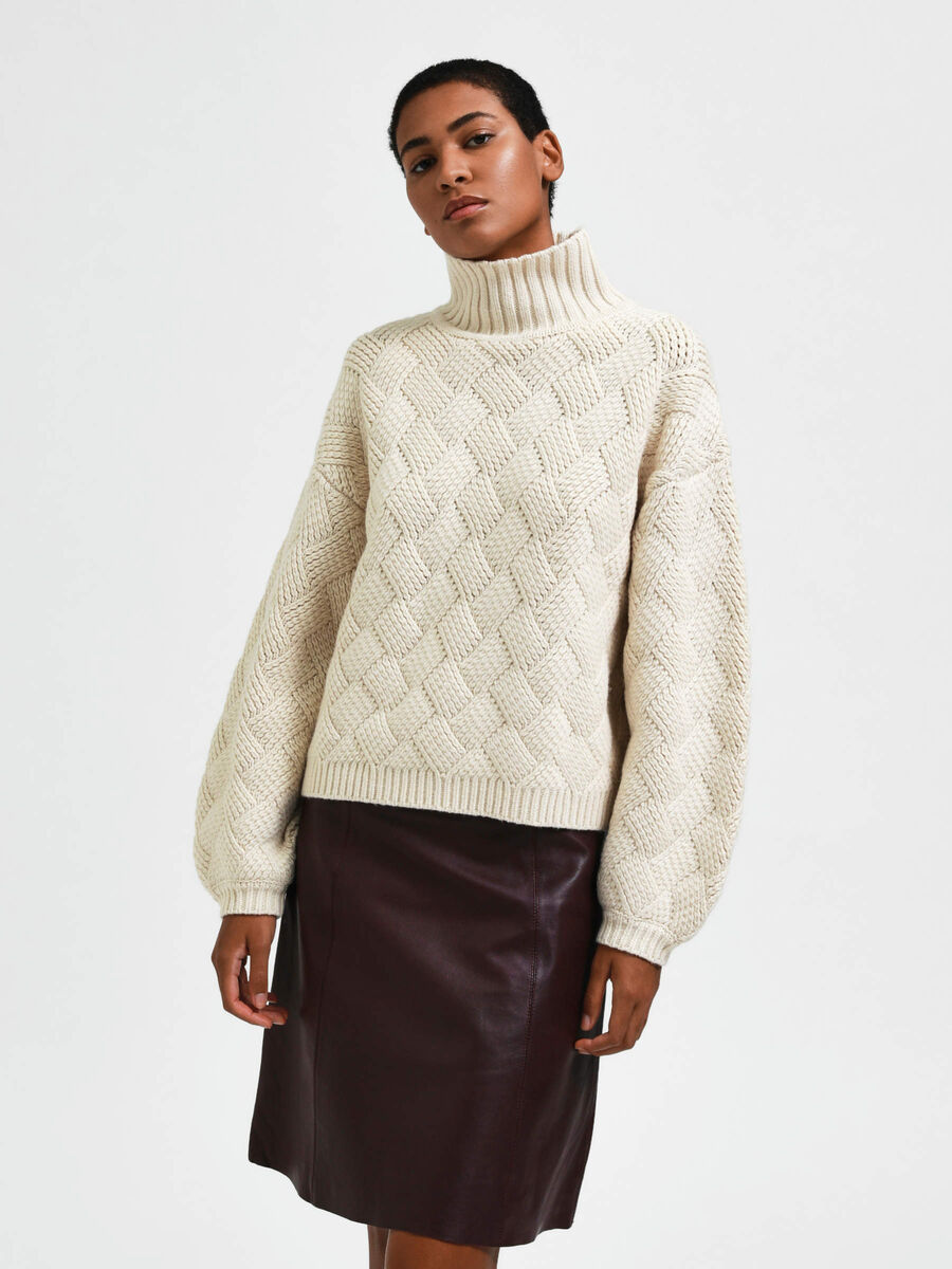 Selected WOVEN KNITTED PULLOVER, Birch, highres - 16087683_Birch_003.jpg