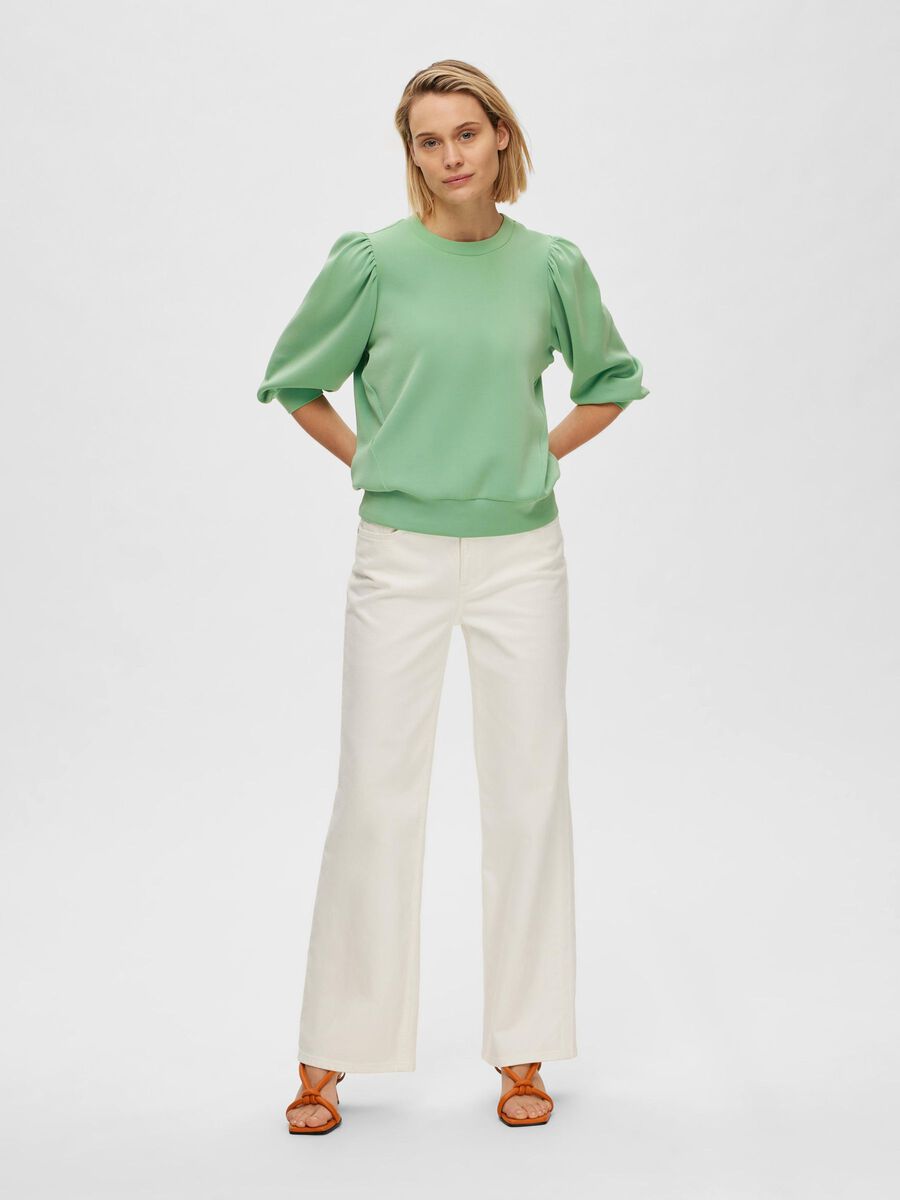 Selected PUFF SLEEVE SWEATSHIRT, Absinthe Green, highres - 16082379_AbsintheGreen_005.jpg