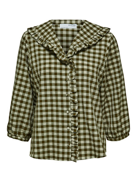 Selected CHECKED SHIRT, Dark Olive, highres - 16082629_DarkOlive_903154_001.jpg