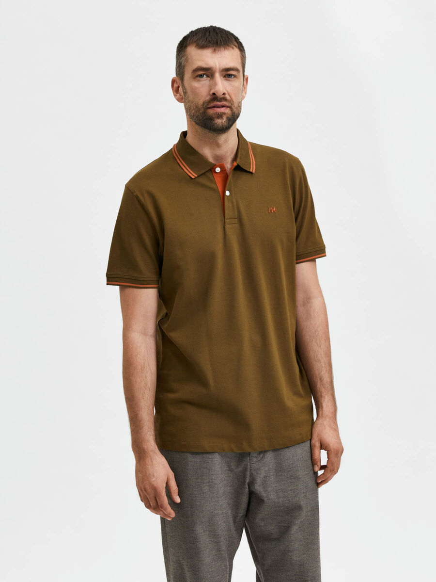 Selected SHORT SLEEVED POLO SHIRT, Dark Olive, highres - 16082841_DarkOlive_003.jpg