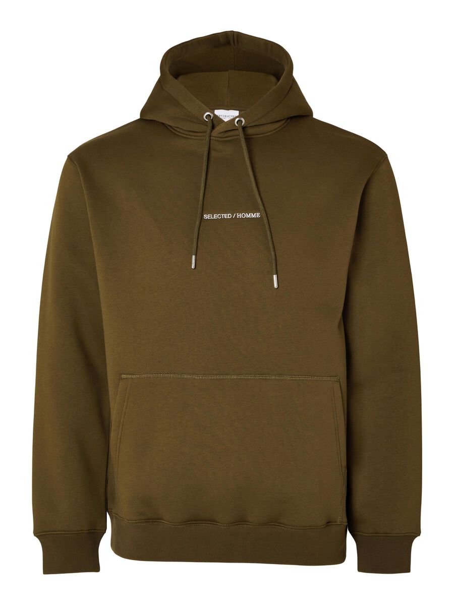 Selected EMBROIDERED HOODIE, Dark Olive, highres - 16090432_DarkOlive_001.jpg