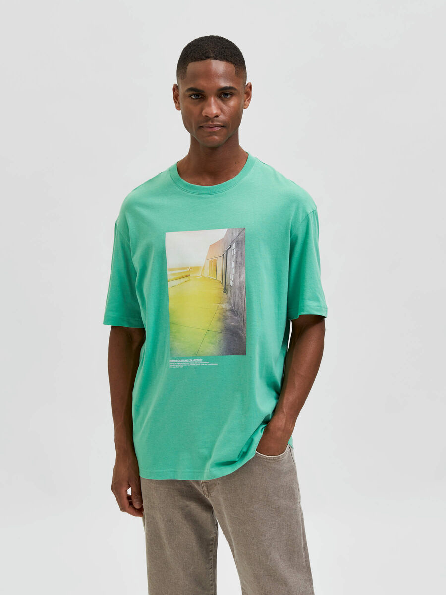 Selected CREWNECK T-SHIRT, Green Spruce, highres - 16083376_GreenSpruce_003.jpg