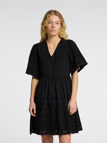 Selected EMBROIDERED MINI DRESS, Black, highres - 16096439_Black_003.jpg