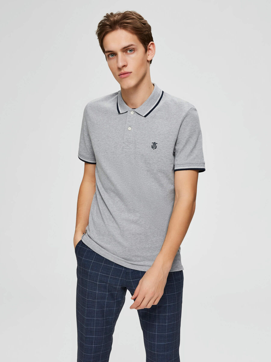 Selected REGULAR FIT POLO SHIRT, Medium Grey Melange, highres - 16062542_MediumGreyMelange_003.jpg